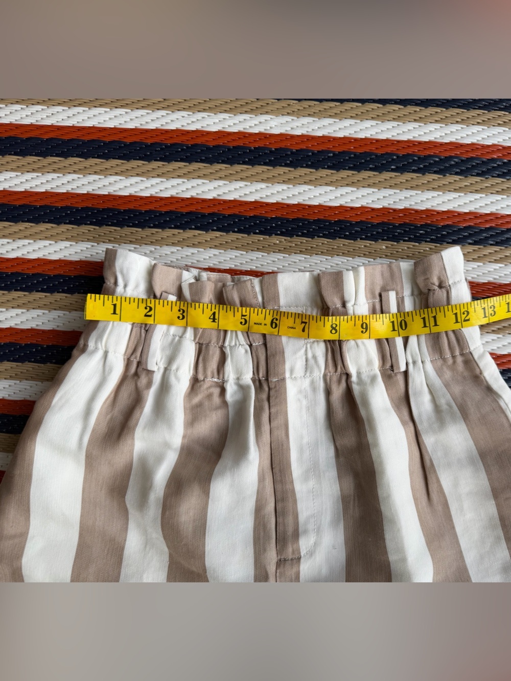 NWT J.Crew Point Sur Khaki Ivory Stripe Paperbag Pants 2P No Belt - Picture 6 of 7